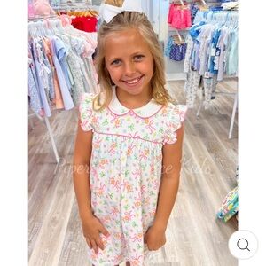 RARE Marco and Lizzy Girls' 6X Bows Flowers Float Dress White Pink & Green Pima